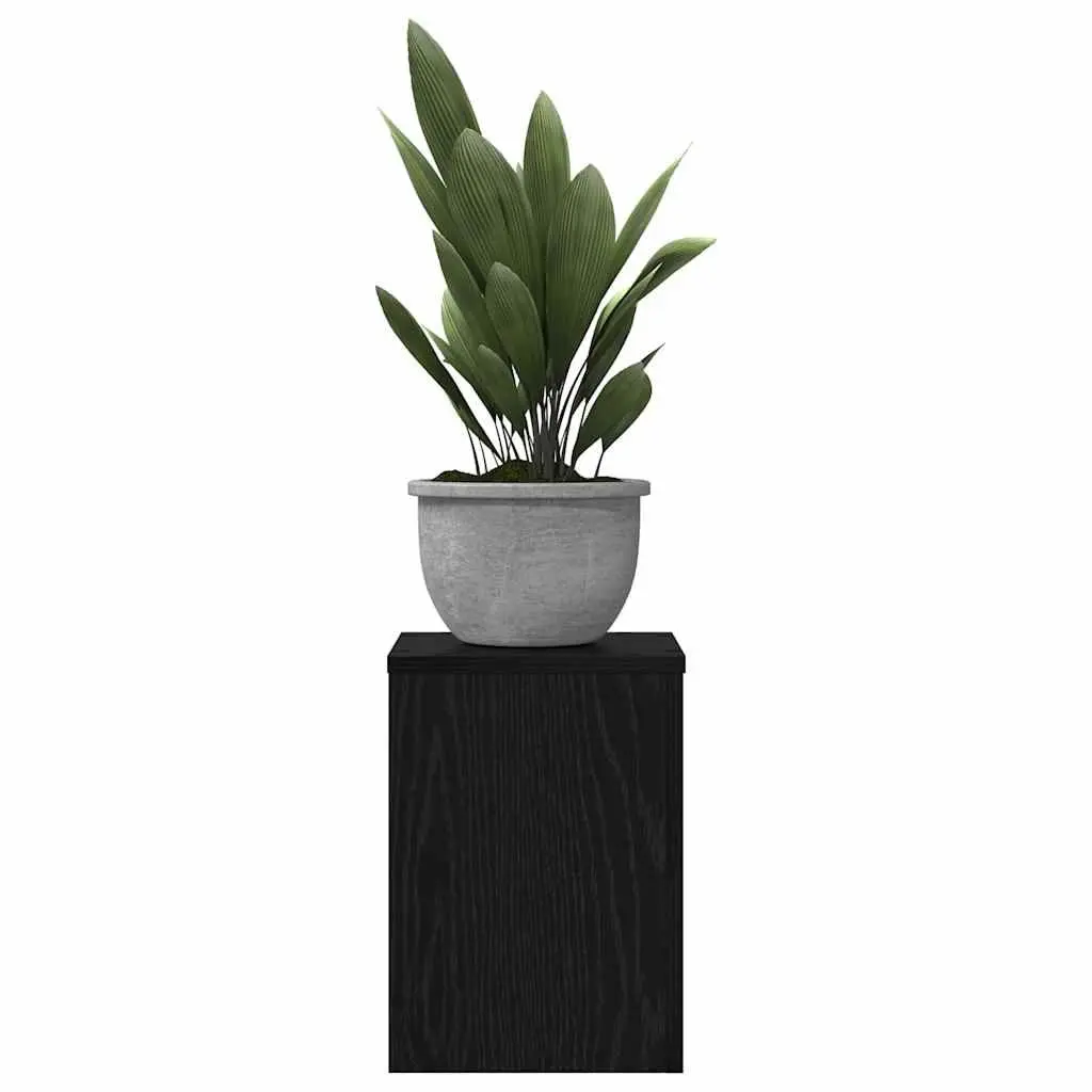 Plant Stand Black Oak 25cm x 25cm x 35cm Engineered Wood 2 Pieces Indoor Outdoor Display