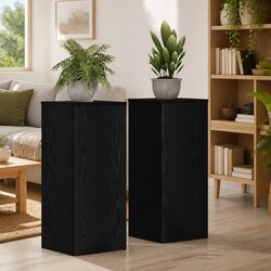 Compact Black Oak Plant Stand Set, Easy Assembly