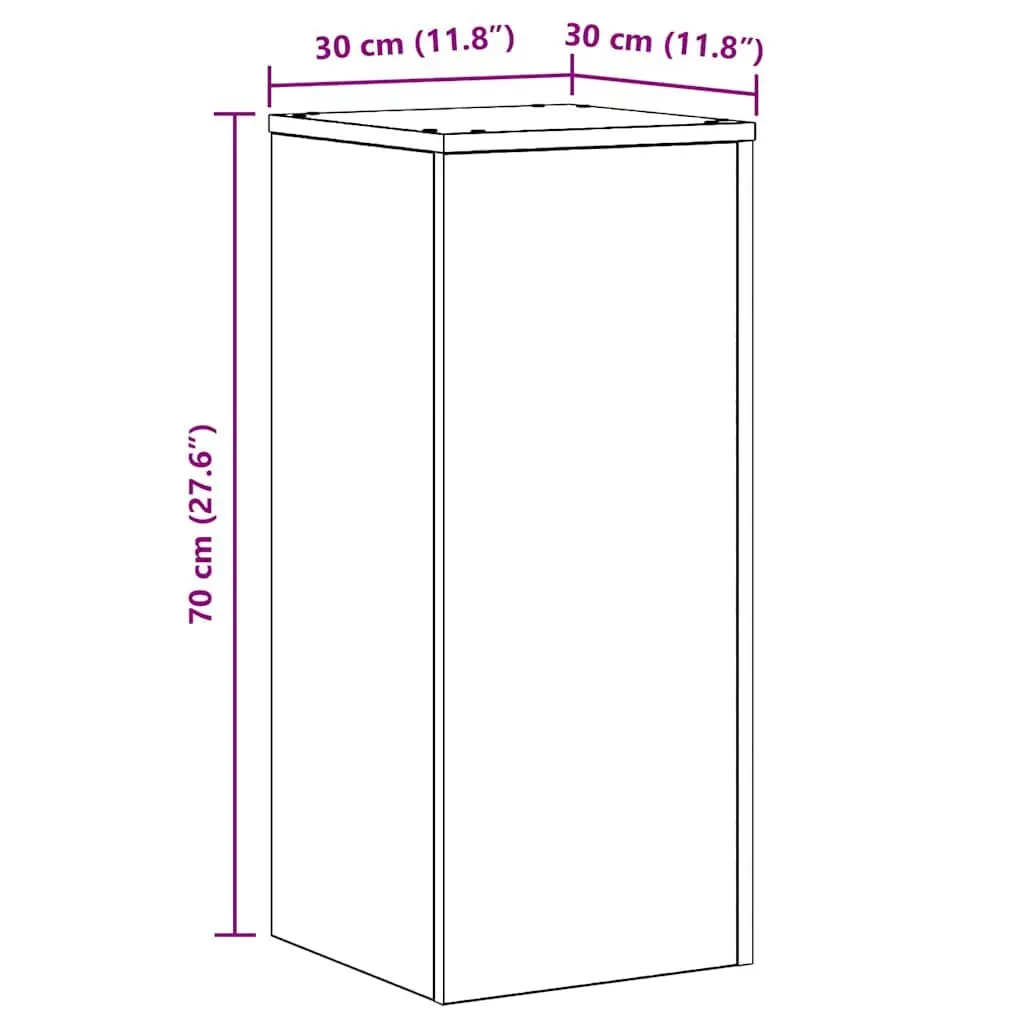 Plant Stand Black Oak 30x30x70cm Engineered Wood Indoor Outdoor Display 2 Pieces