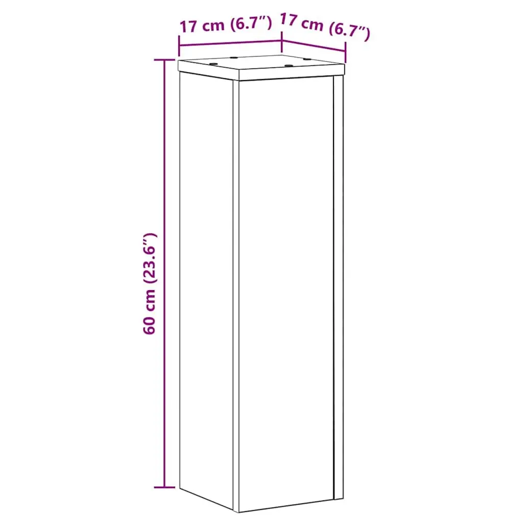 Plant Stand Black 17x17x60cm Modern Display Indoor Outdoor 2 Pieces