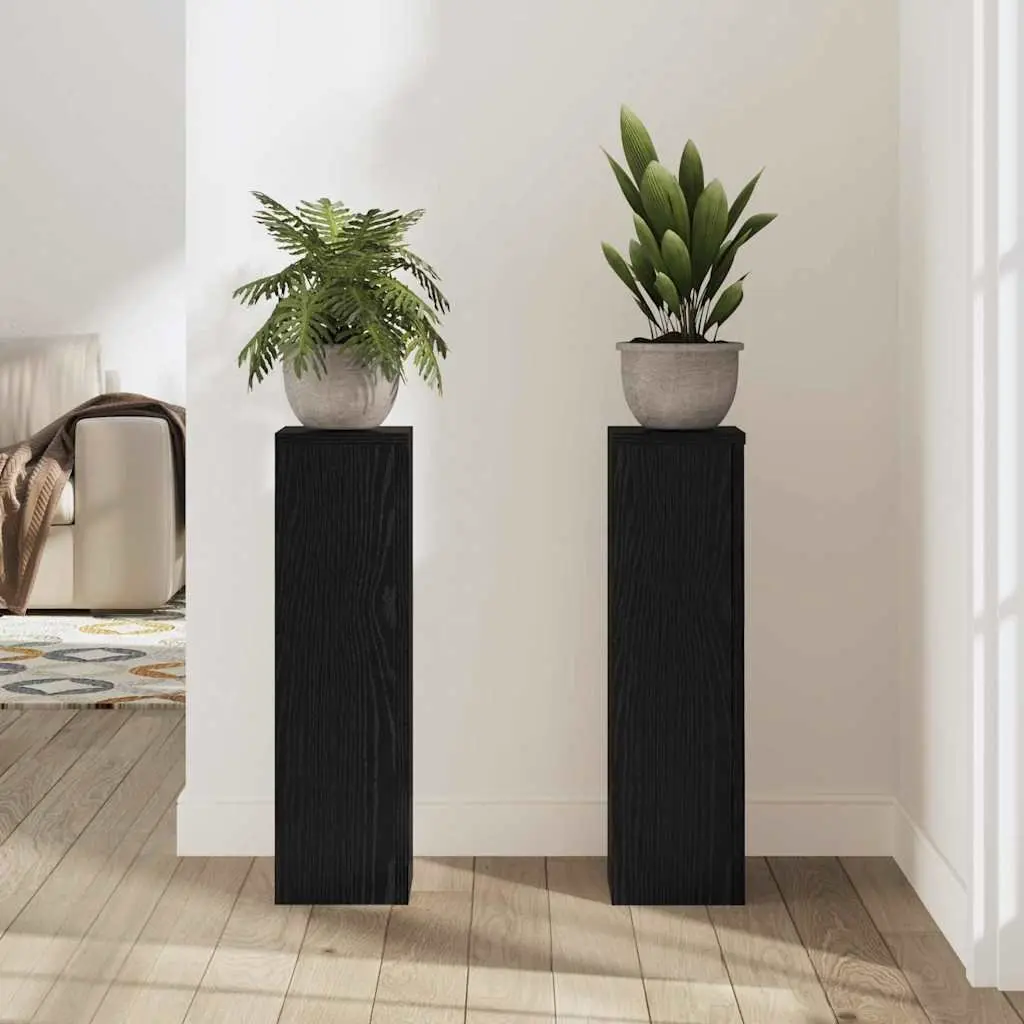 Plant Stand Black 17x17x60cm Modern Display Indoor Outdoor 2 Pieces