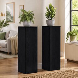 Compact and Sturdy Black Oak Plant Stands - 2 pcs