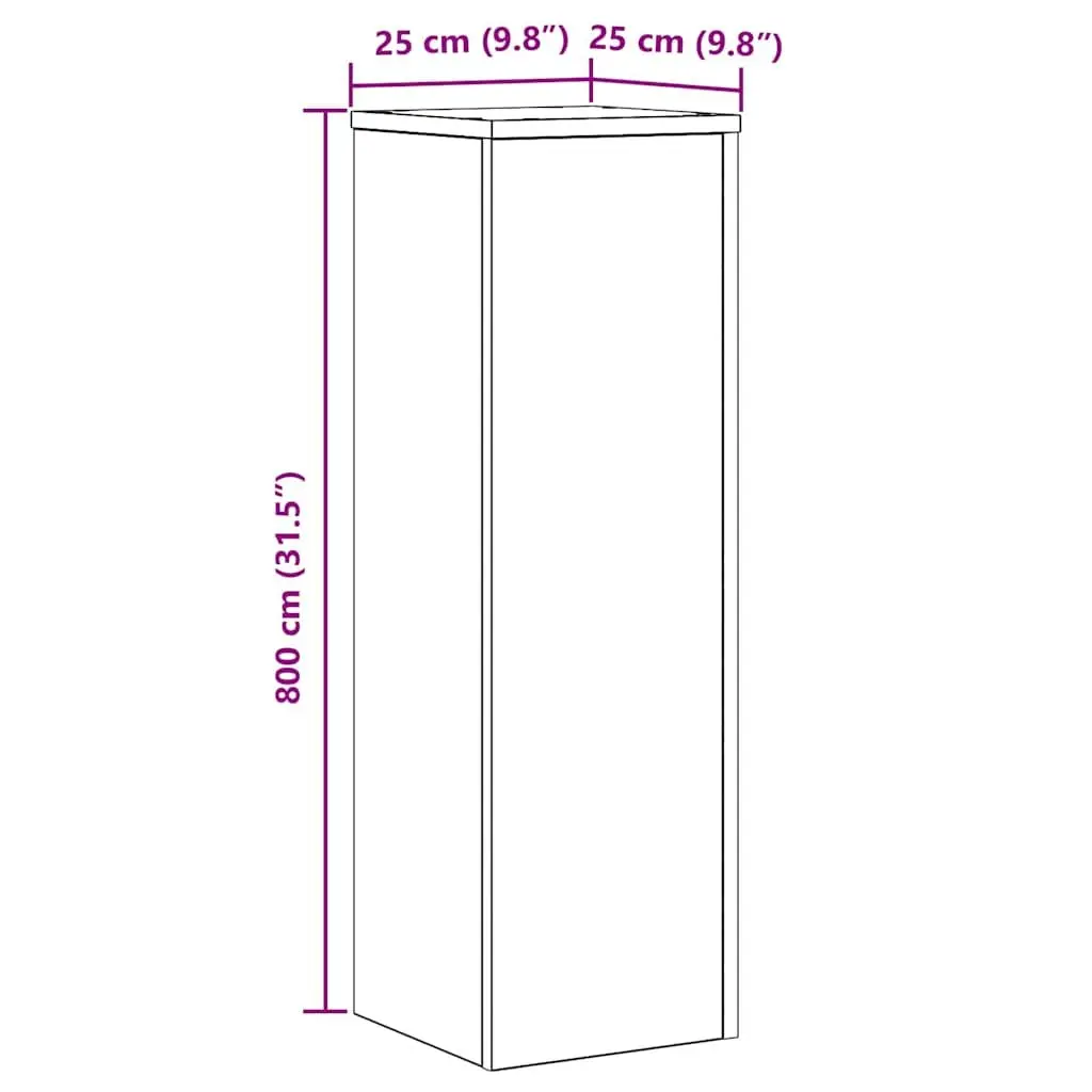 Plant Stand Black 25 x 25 x 80 cm Set of 2 Engineered Wood Indoor Outdoor Garden Display