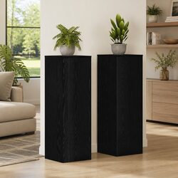 Compact Black Oak Plant Stand for Indoor/Outdoor Use