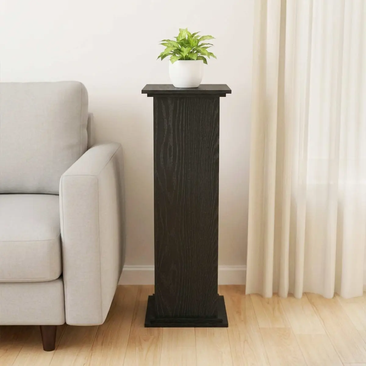Plant Stand Black Oak 33 x 33 x 100 cm Modern Indoor Outdoor Garden Display