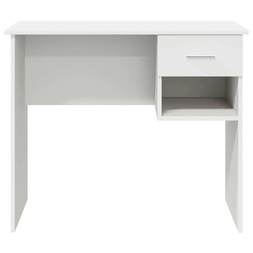 White Writing Desk with Drawer Engineered Wood Office Study Furniture Storage