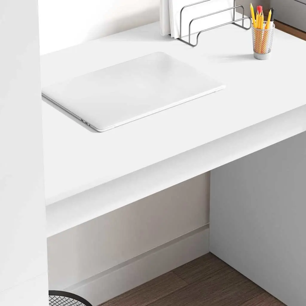 Study Desk White 113x54x120cm Modern with Integrated Shelves