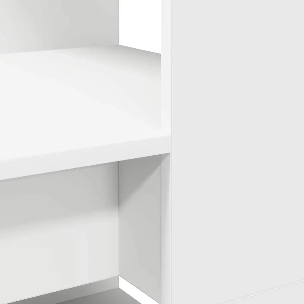 Study Desk White 113x54x120cm Modern with Integrated Shelves