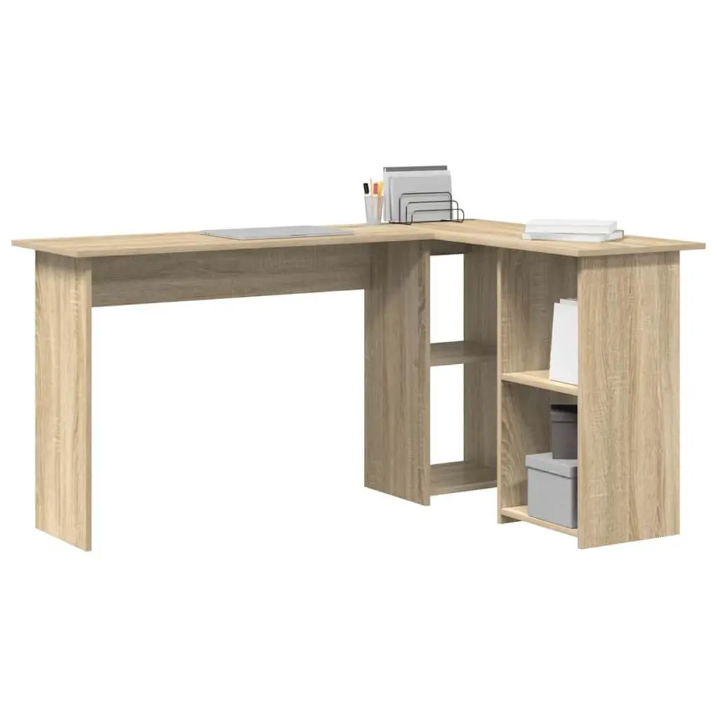 Corner Desk with Shelf Sonoma Oak 142 x 102 x 73 cm Home Office Study
