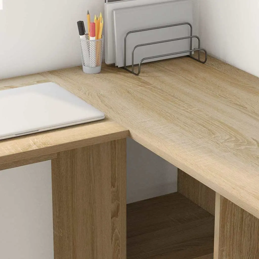 Corner Desk with Shelf Sonoma Oak 142 x 102 x 73 cm Home Office Study