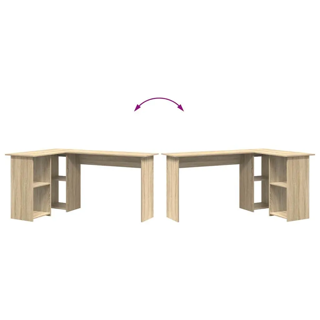 Corner Desk with Shelf Sonoma Oak 142 x 102 x 73 cm Home Office Study