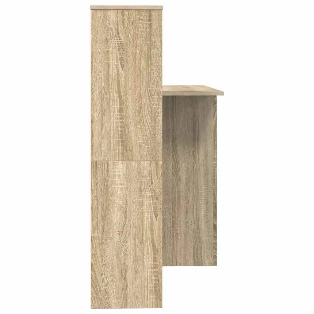 Engineered Wood Desk Brown Sonoma Oak Rectangle with Storage Shelves