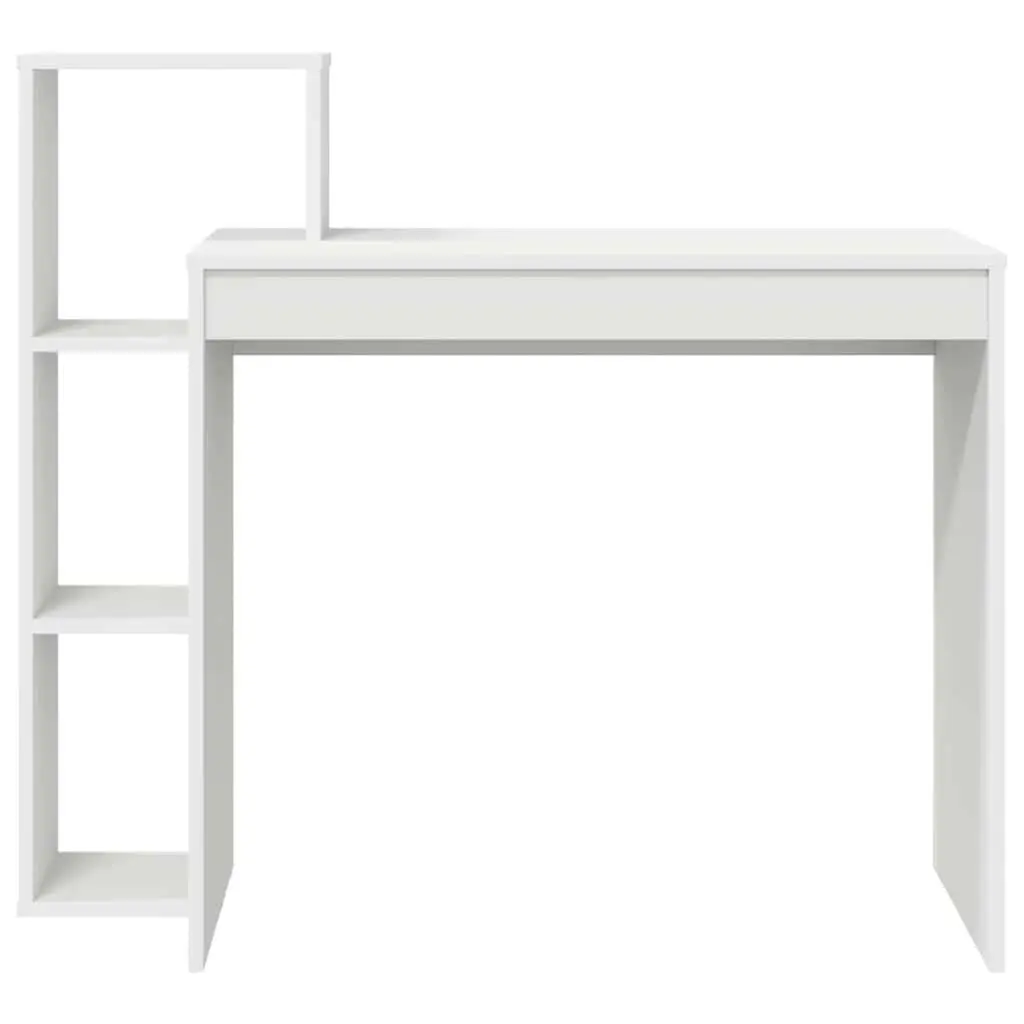 White Desk with Shelf Engineered Wood Computer Office Furniture Study Table