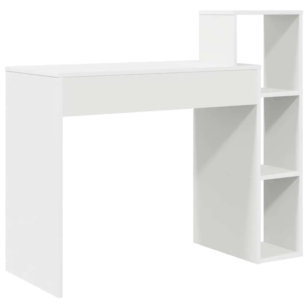 White Desk with Shelf Engineered Wood Computer Office Furniture Study Table