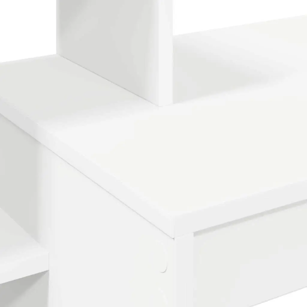 White Desk with Shelf Engineered Wood Computer Office Furniture Study Table
