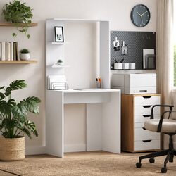 Concise White Writing Desk with Storage for Any Workspace