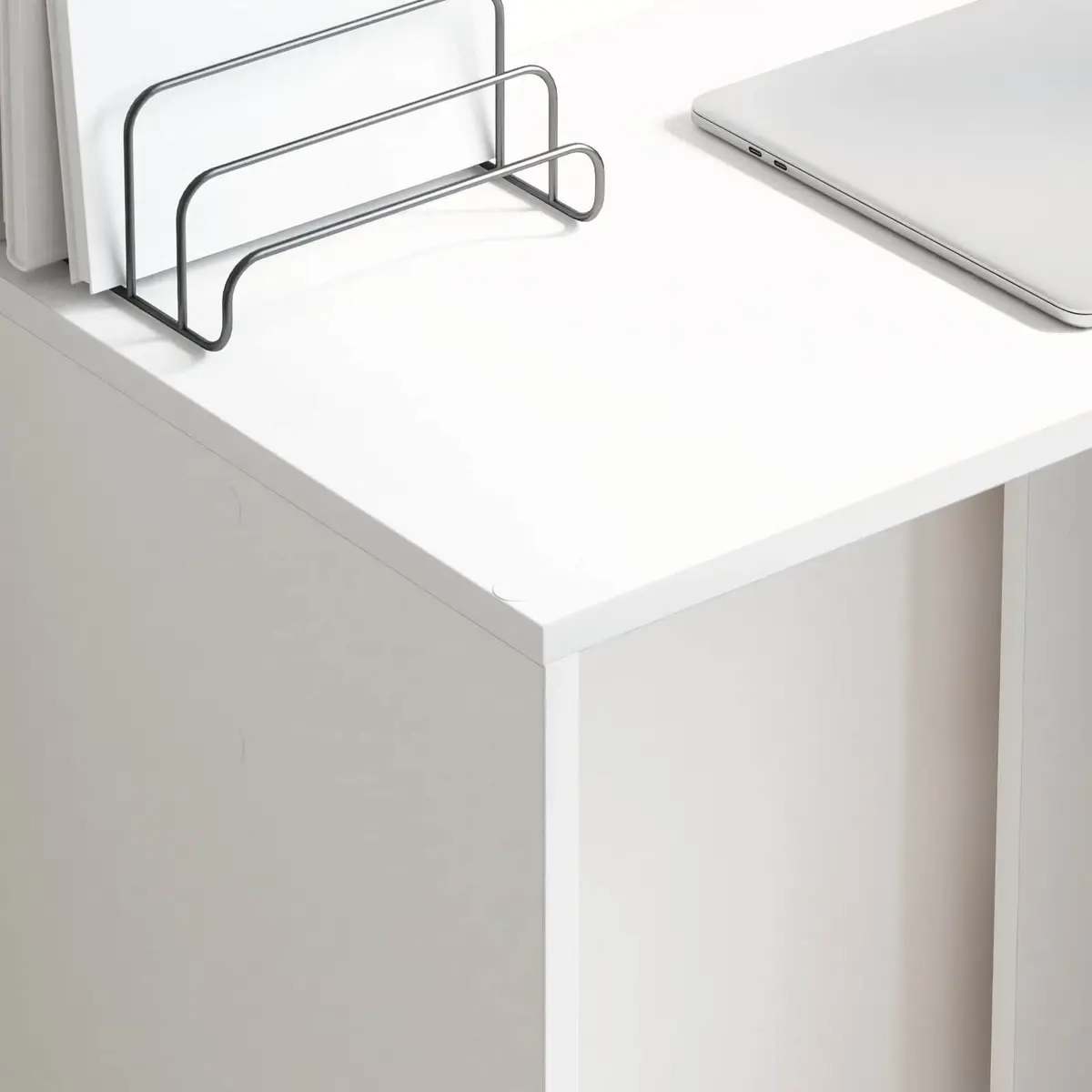 Writing Desk White 78.5 x 37 Modern with Shelves Storage for Office Study Workstation