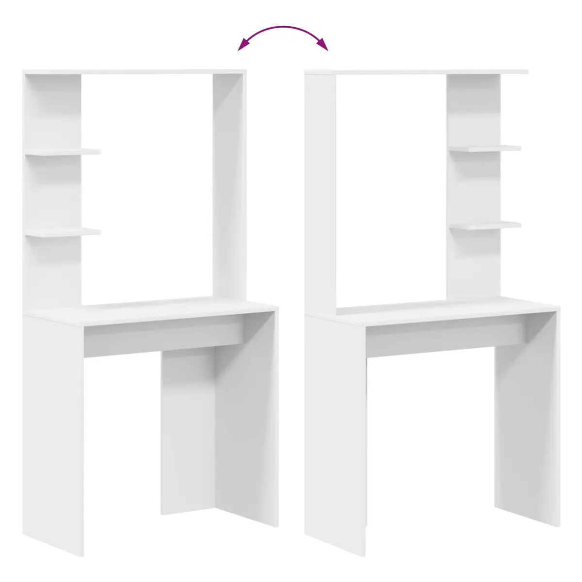 Writing Desk White 78.5 x 37 Modern with Shelves Storage for Office Study Workstation