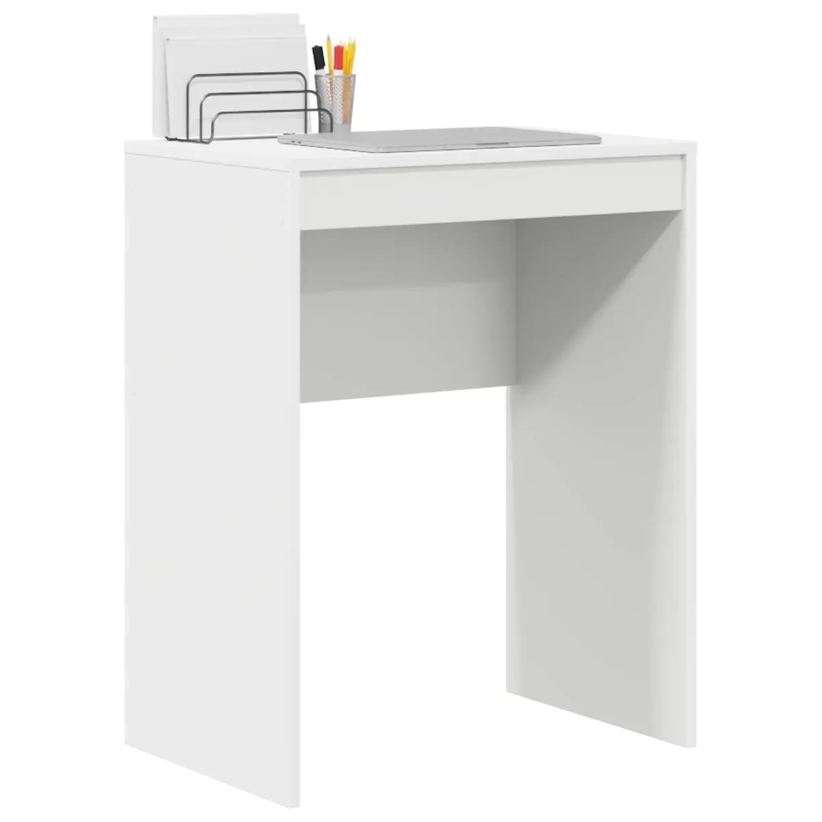 White Writing Desk Compact Home Office Study Computer Table Engineered Wood
