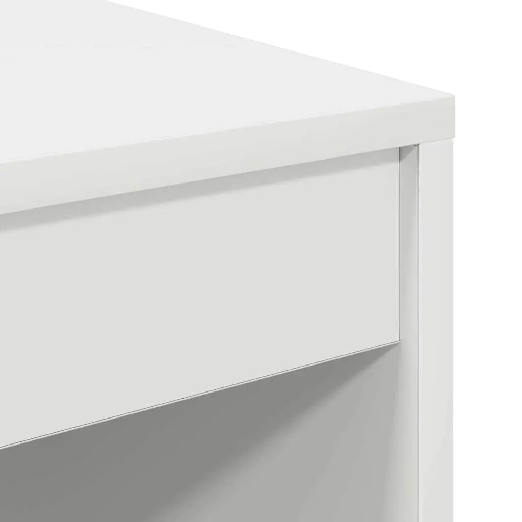 White Writing Desk Compact Office Home Study Workspace Engineered Wood