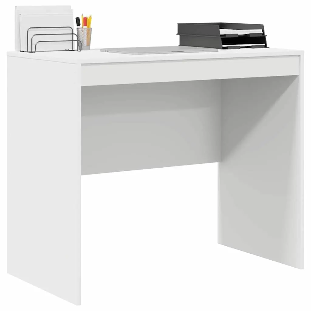 White Writing Desk Compact Home Office Study Engineered Wood 90 x 50 x 76 cm