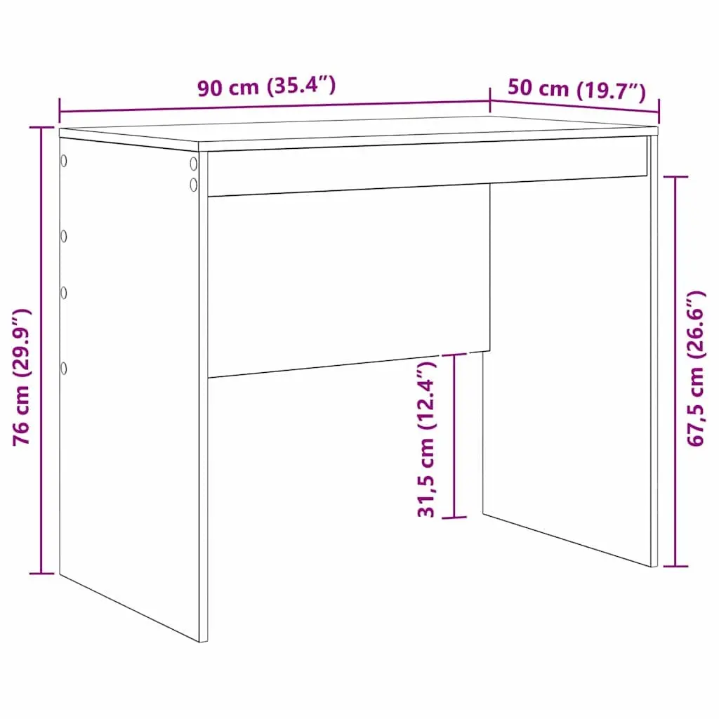 White Writing Desk Compact Home Office Study Engineered Wood 90 x 50 x 76 cm