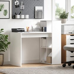 Computer Desk with Shelf Modern Office Workspace Storage White Engineered Wood