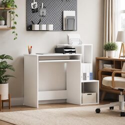 Compact White Desk with Drawer for Efficient Work