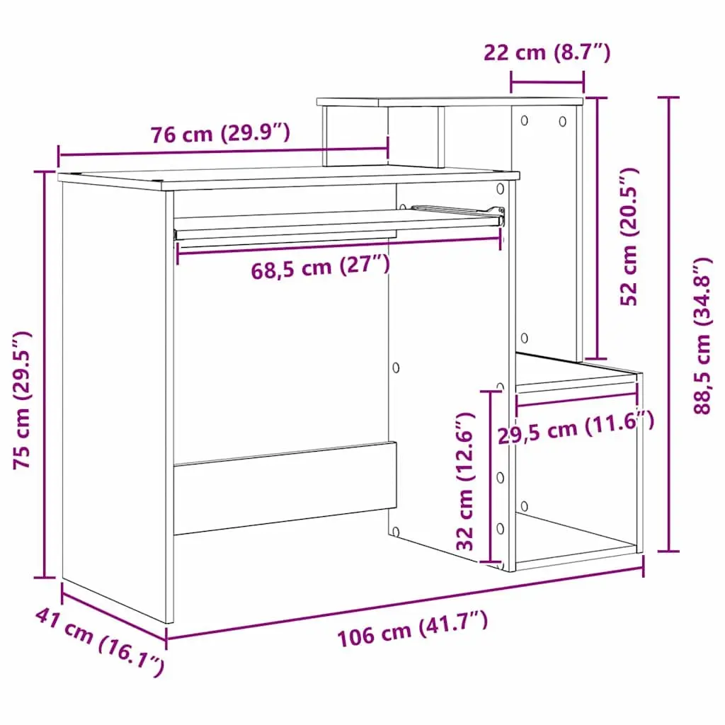 White Desk with Drawer Engineered Wood Rectangular Computer Workstation Storage
