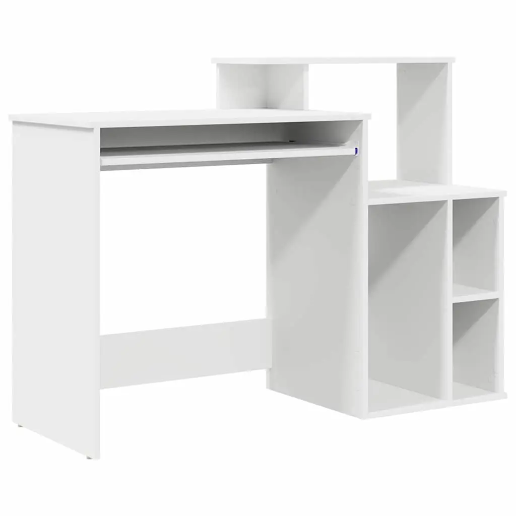 Desk with Drawer White Engineered Wood Modern Home Office Workspace Storage