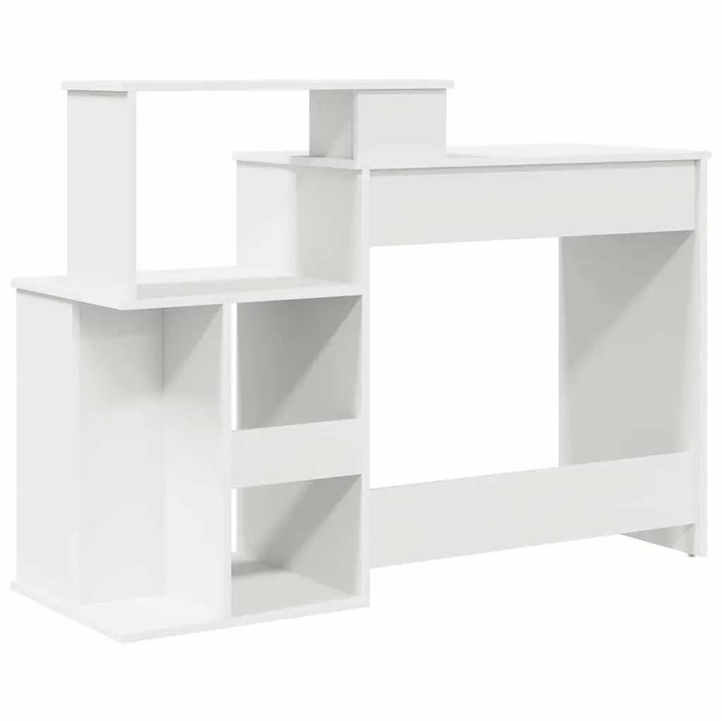 Desk with Drawer White Engineered Wood Modern Home Office Workspace Storage