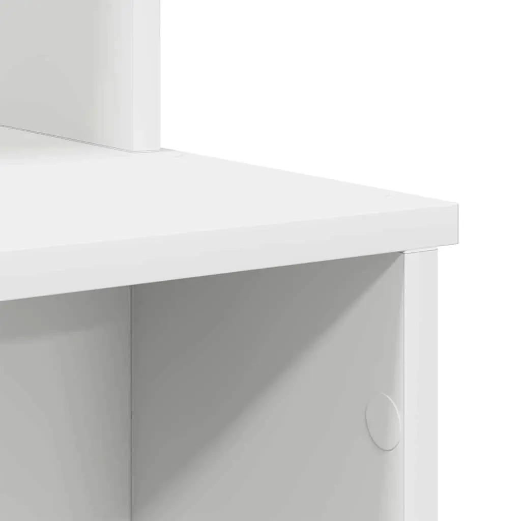 Desk with Drawer White Engineered Wood Modern Home Office Workspace Storage