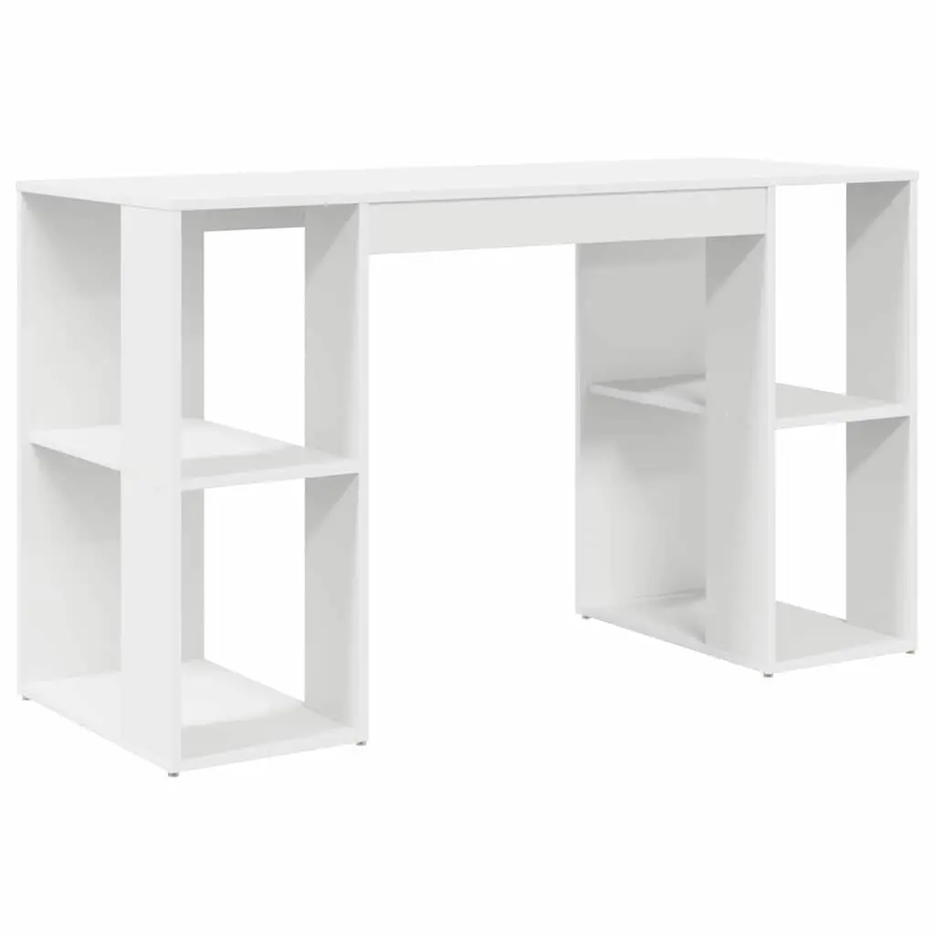 Desk White 130 x 50.5 x 75 cm Storage Office Computer Workspace