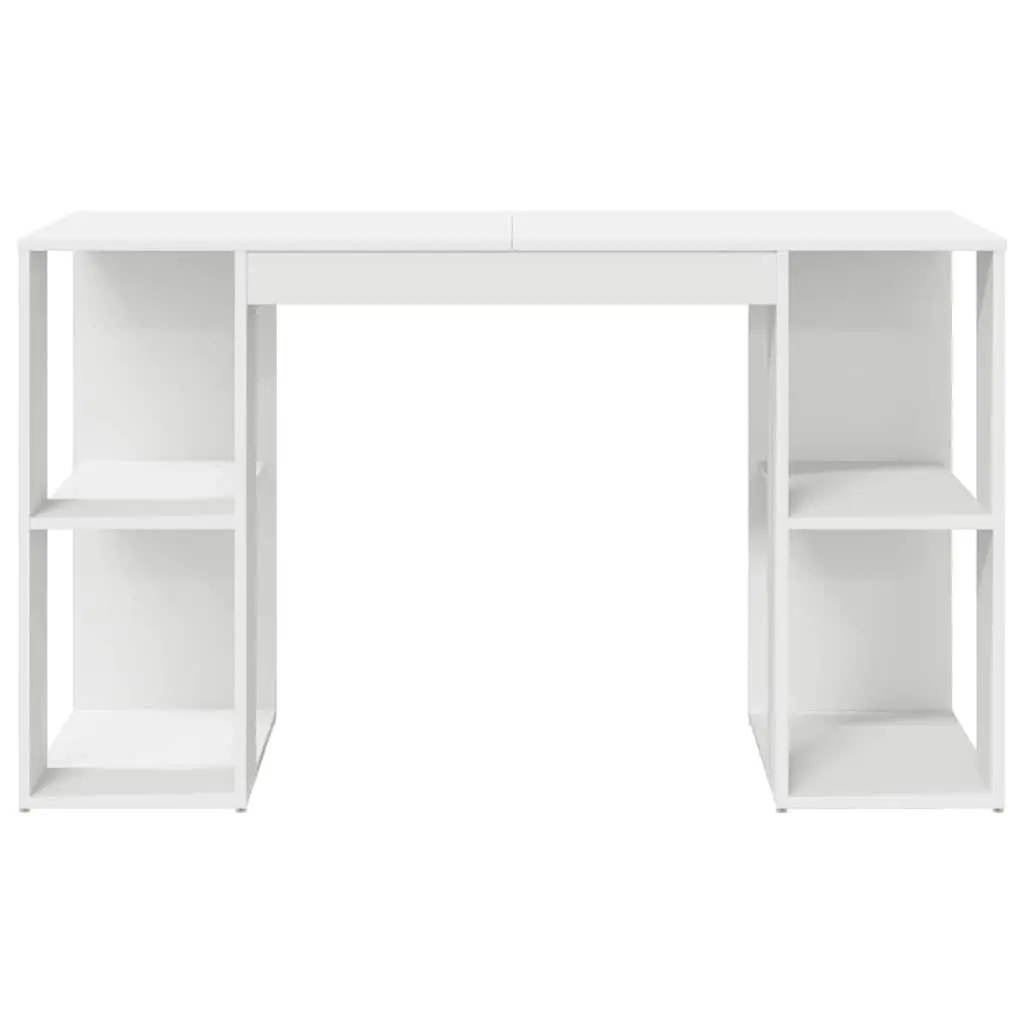 Desk White 130 x 50.5 x 75 cm Storage Office Computer Workspace