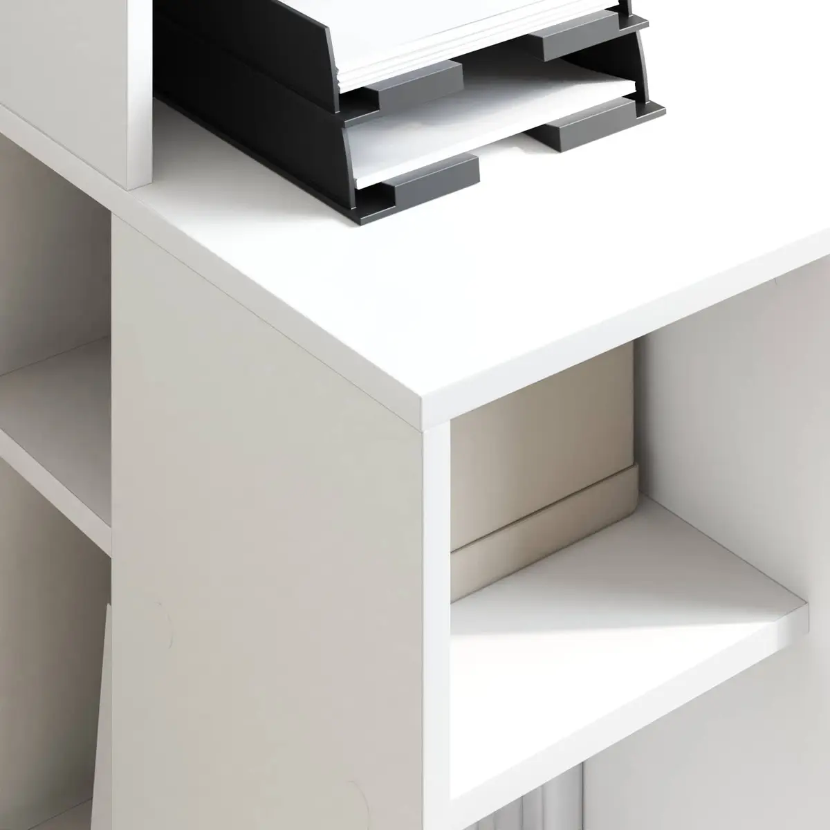 White Desk 90 x 48 x 101.5 cm with Integrated Shelf for Office Writing and Storage