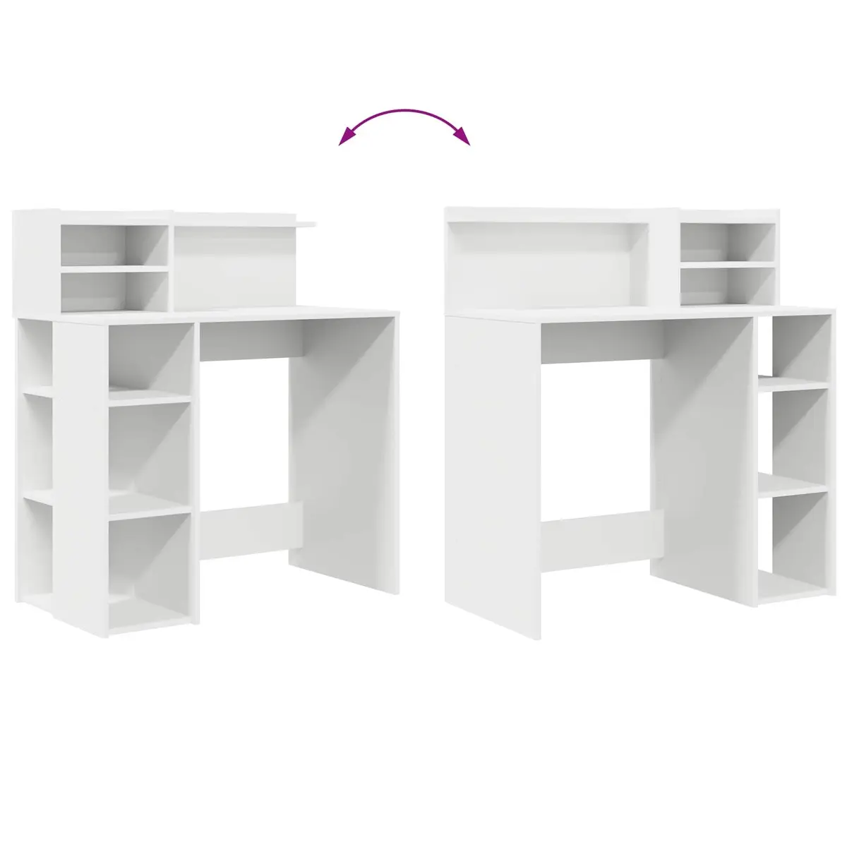 White Desk 90 x 48 x 101.5 cm with Integrated Shelf for Office Writing and Storage
