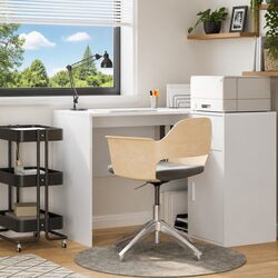 Compact White Office Desk with Shelving - 102x50x75cm