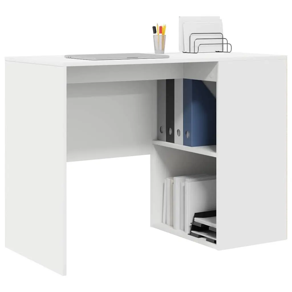White Office Desk with Shelves 102x50x75cm Home Study Workstation Storage
