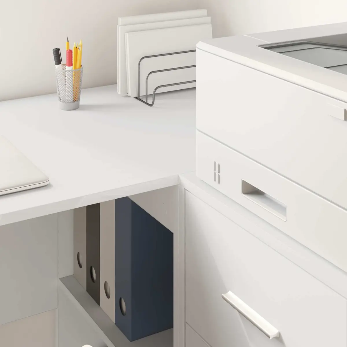 Sideboard White Modern Rectangular with Drawer Storage Cabinet