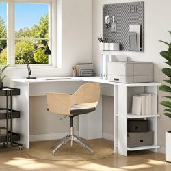 Compact White Corner Desk with Ample Surface Area