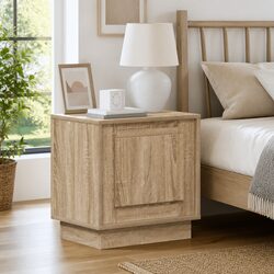 Bedside Cabinet 2 pcs with LED Strip Lights USB Port Bedroom Nightstand Storage