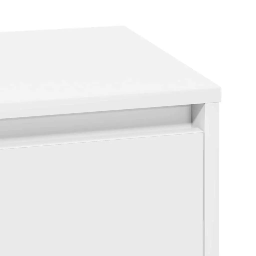 Bedside Cabinet White 2 Piece Engineered Wood Hinge Door USB LED Lighting