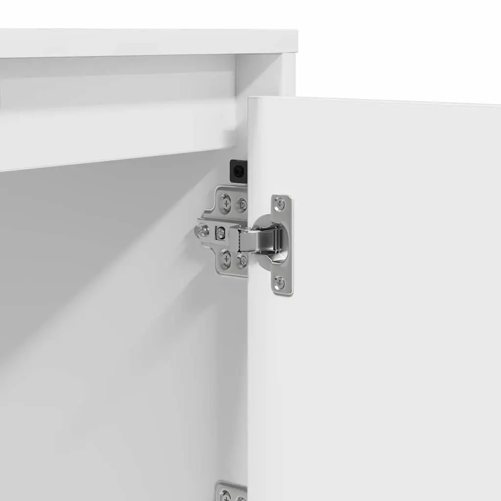 Bedside Cabinet White 2 Piece Engineered Wood Hinge Door USB LED Lighting
