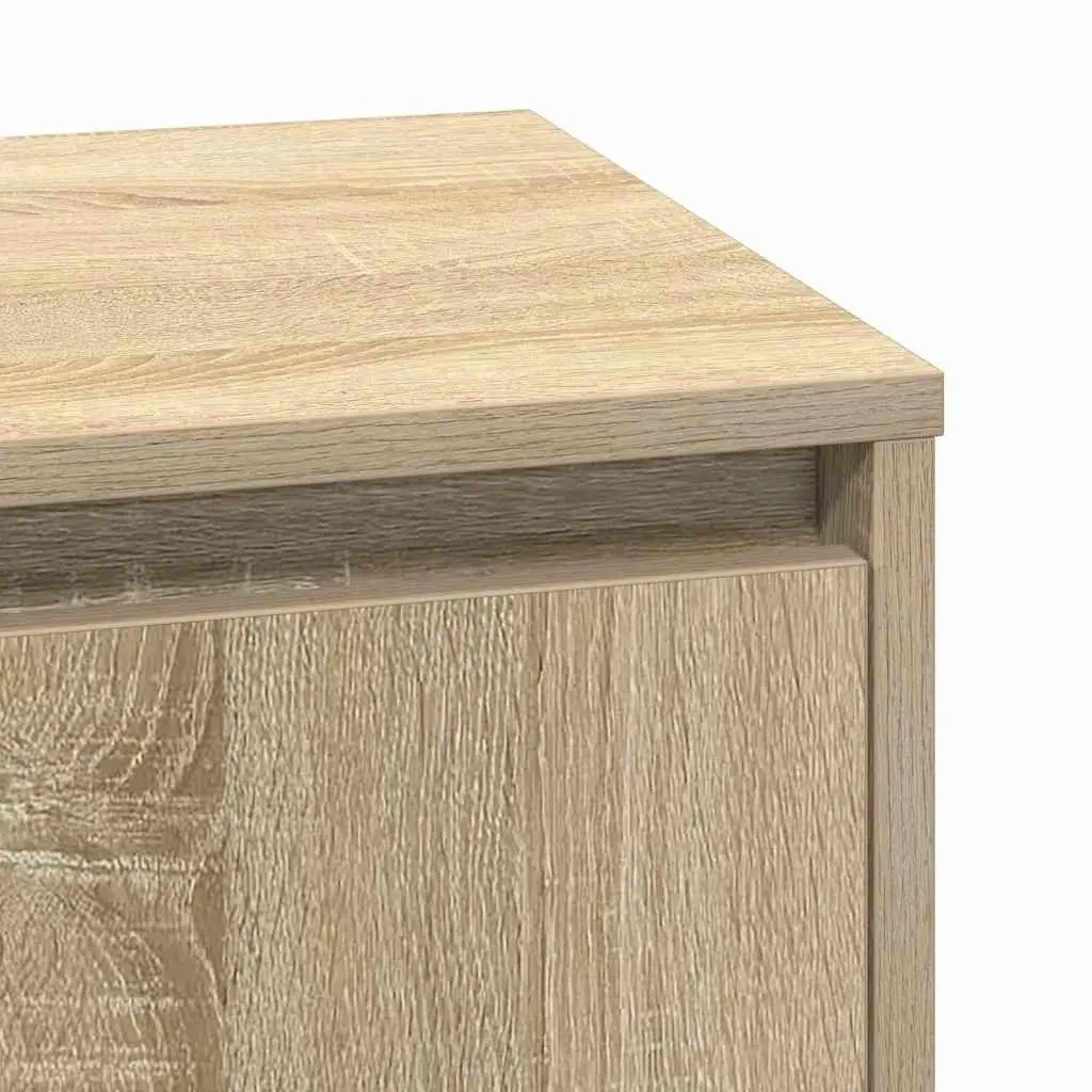 Bedside Cabinet Brown 2 Piece Modern Bedroom Storage Hinge Door USB LED Light