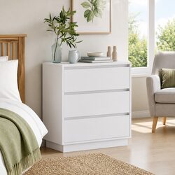 Compact Bedside Cabinet in White, Engineered Wood Design