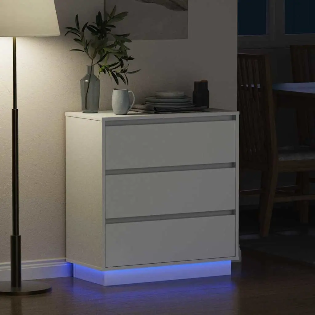 Bedside Cabinet White Engineered Wood Nightstand Compact Storage Table 71cm