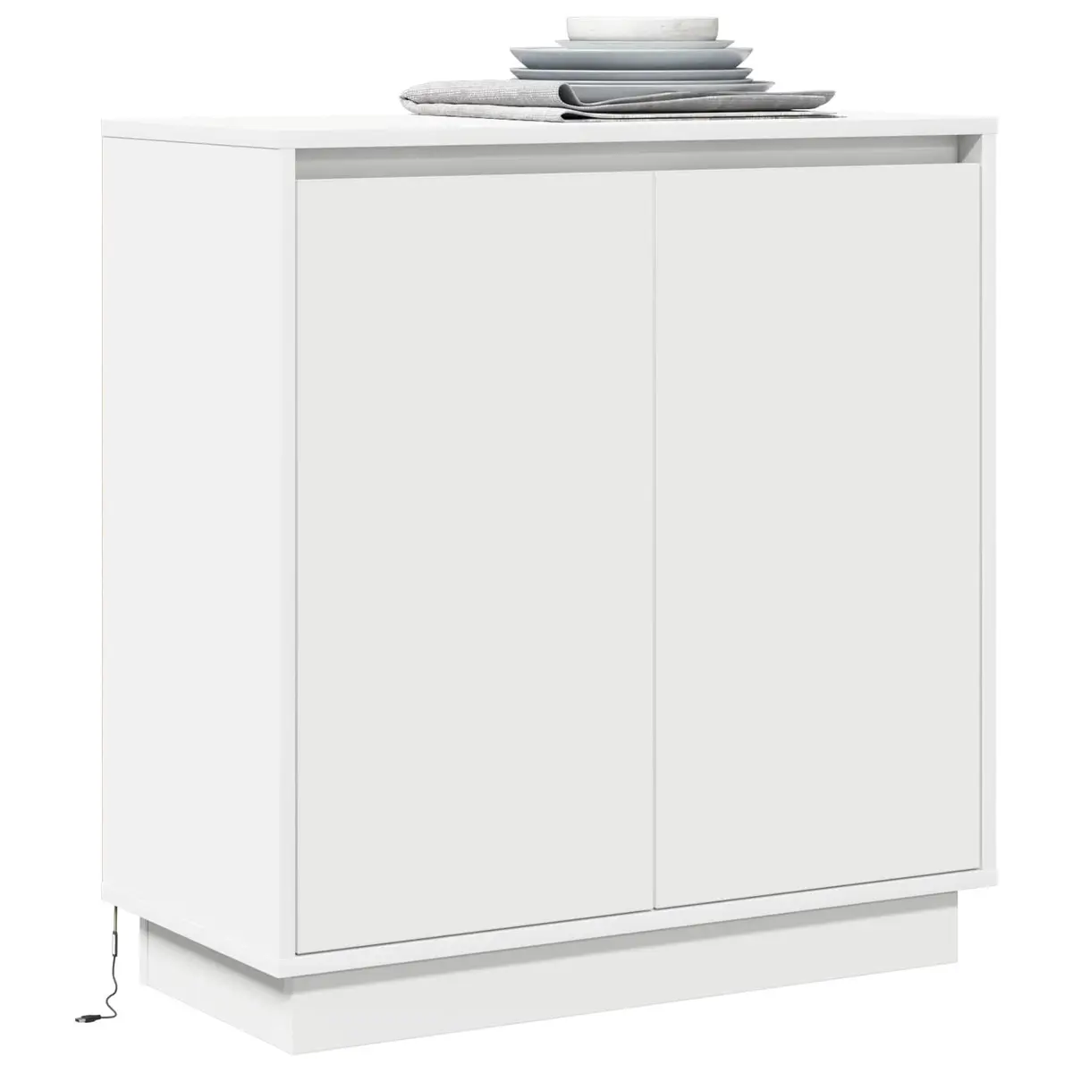 LED Sideboard Cabinet White 71x34.5x75cm RGB Lighting Engineered Wood Storage
