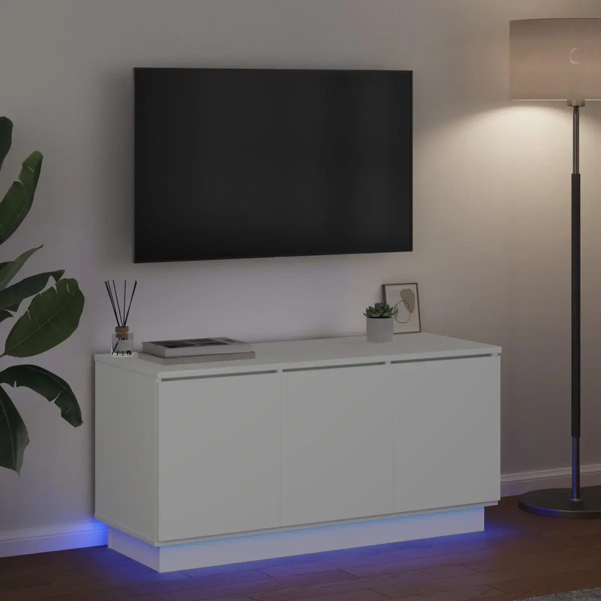 White TV Cabinet 100x38x49cm for Easy Setup