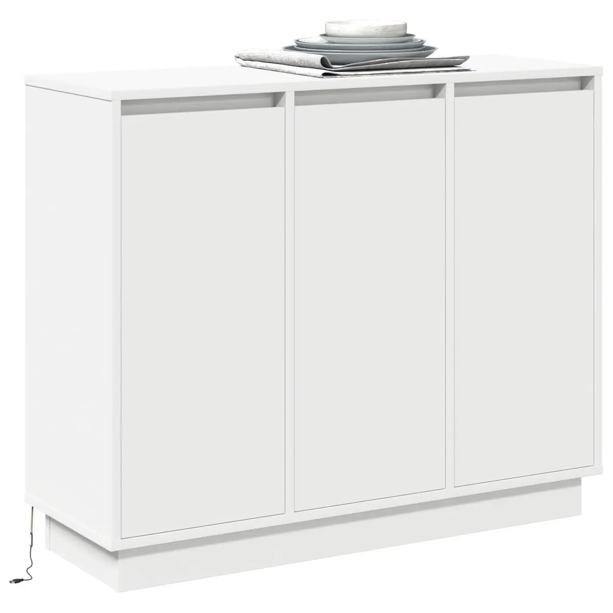 LED Sideboard White 90 x 32 x 75 cm Modern Storage Cabinet with Integrated LED Lights