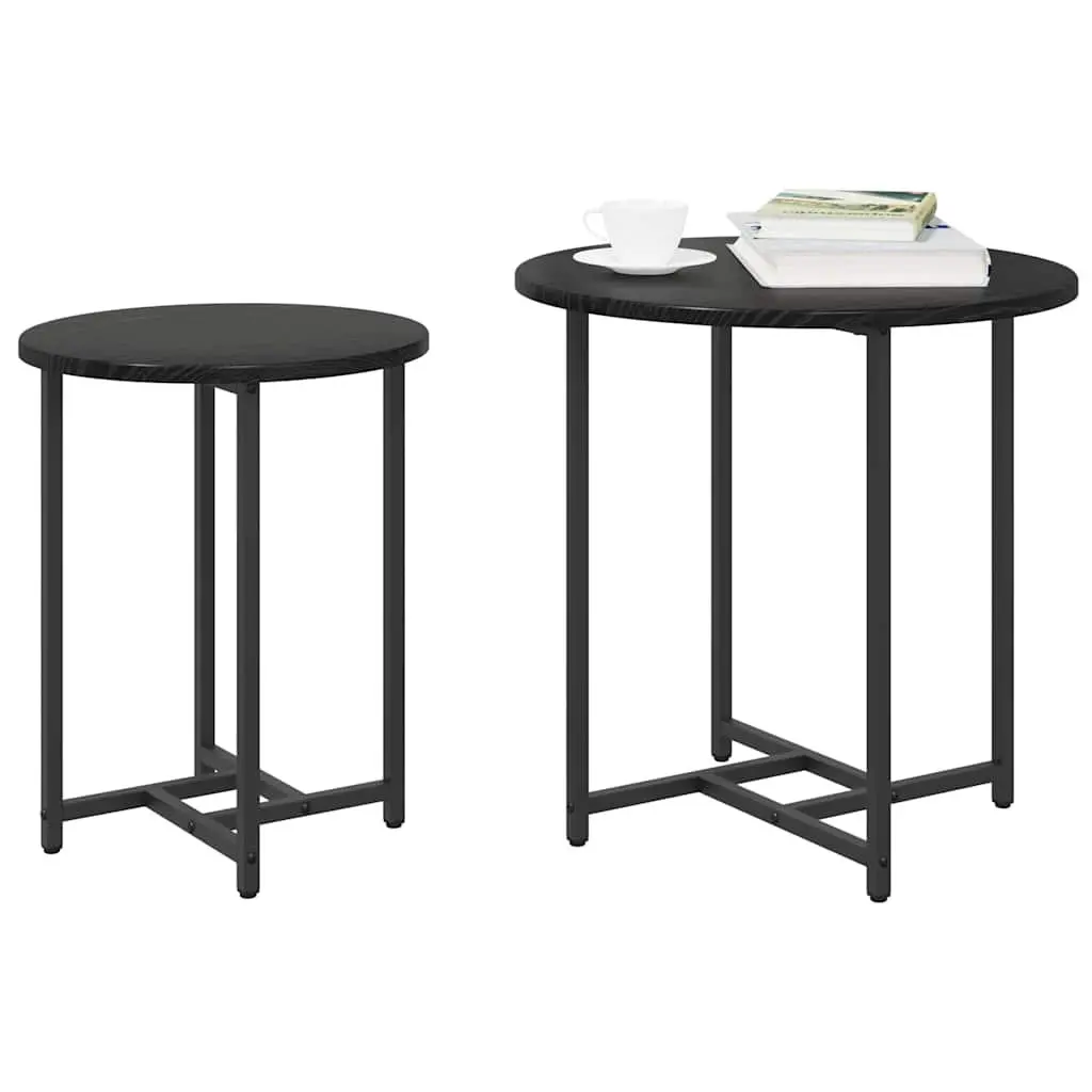 Side Table Set 2 Pieces Nesting Accent Tables Black Modern Industrial Living